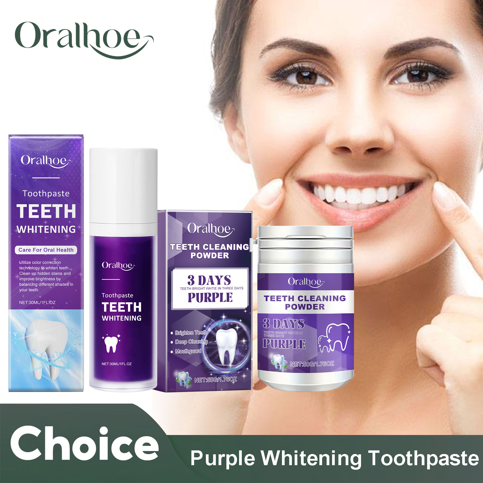 Teeth Whitening Ingredients - Corretor roxo para clareamento dos dentes,