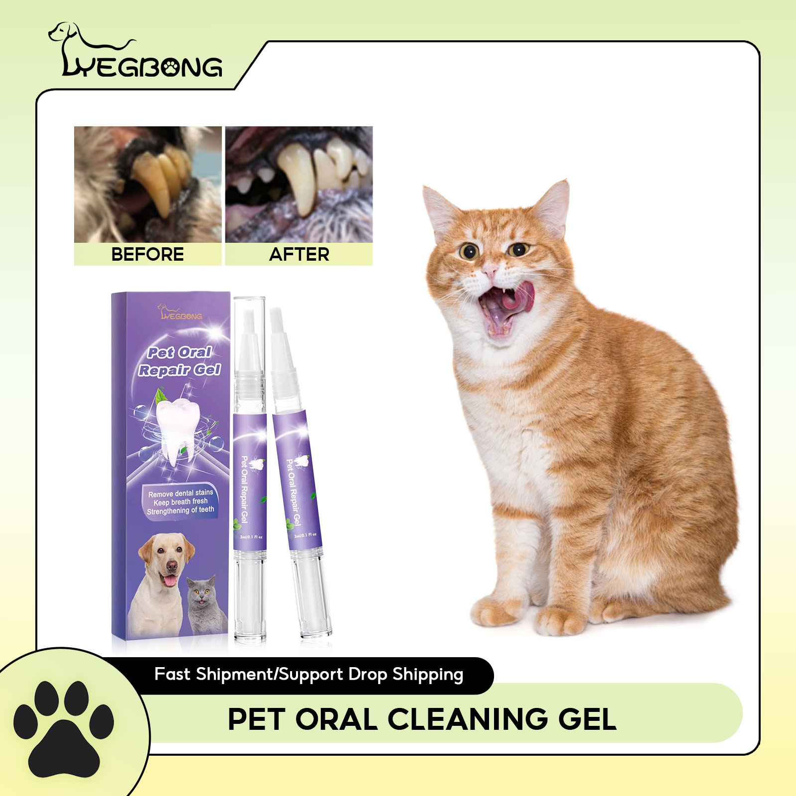 Teeth Whitening Gel Peroxide - Gel de reparação oral para animais