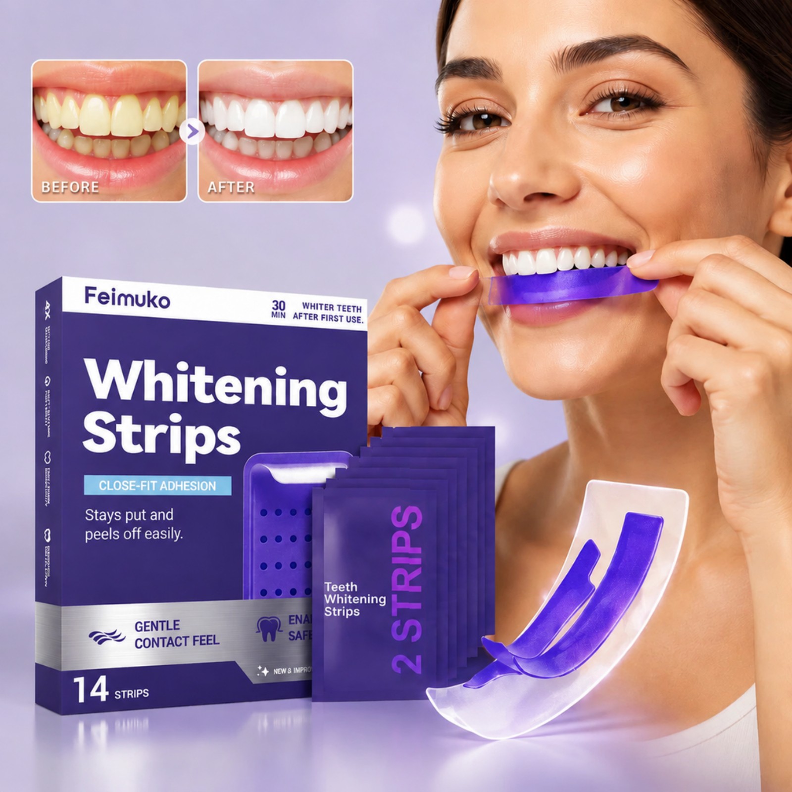 Teeth Whitening Gel Refills - 7 peças de tiras branqueadoras premium
