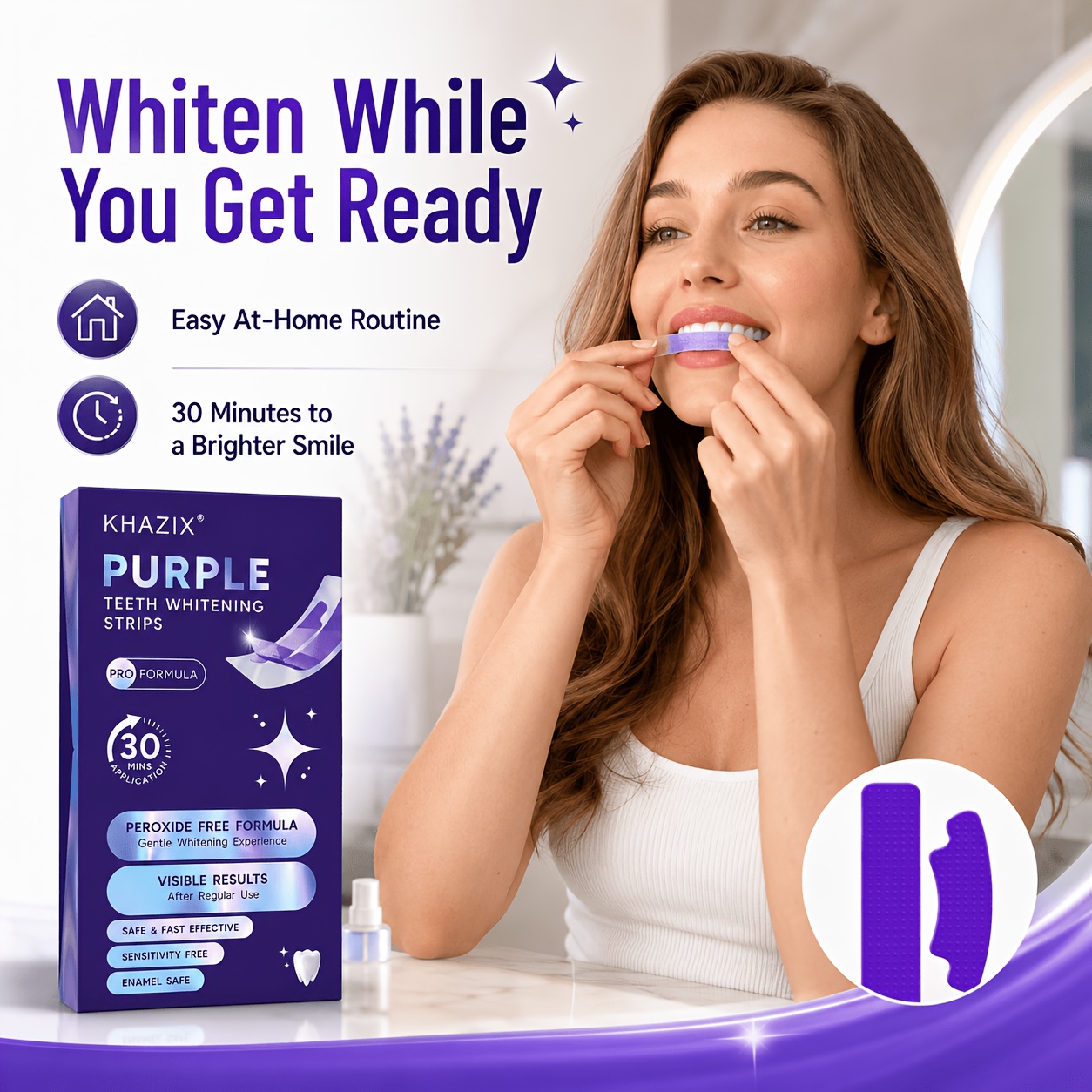 1/10 pares de tiras roxas para - Teeth Whitening Retainer avaliação e preço