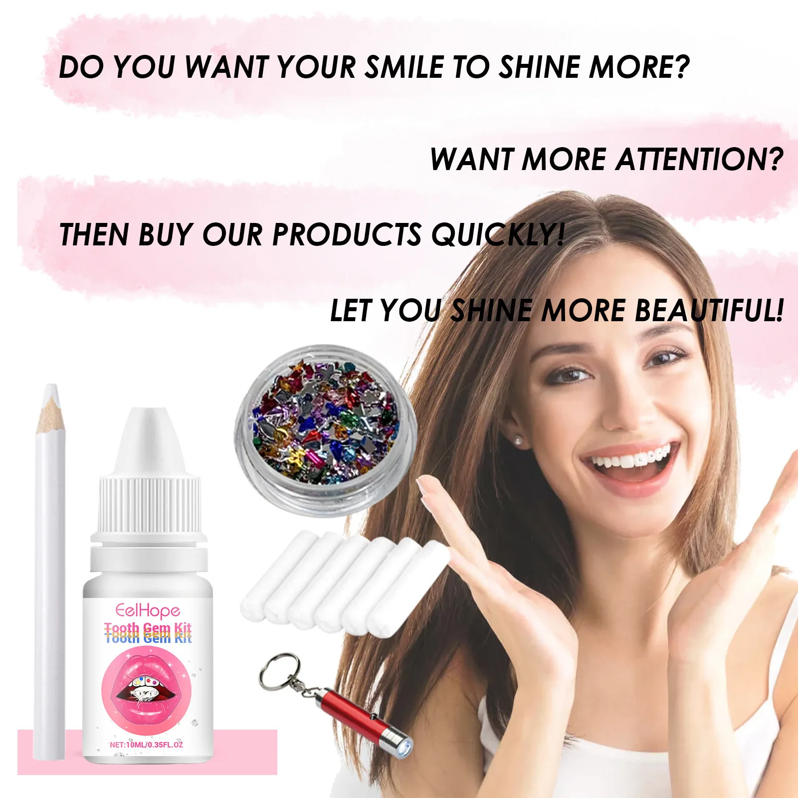Kit de Joias Dentárias DIY: De - Teeth Whitening Kit With Light avaliação e preço